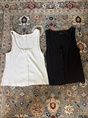 Set of 2 Black and white tank tops from Aerie